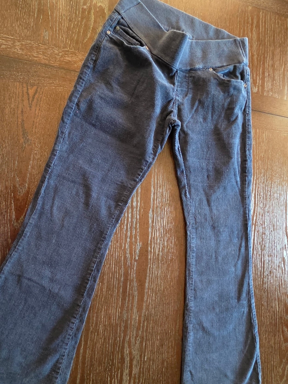 Stretch Corduroy Wide-Leg Pants in Navy